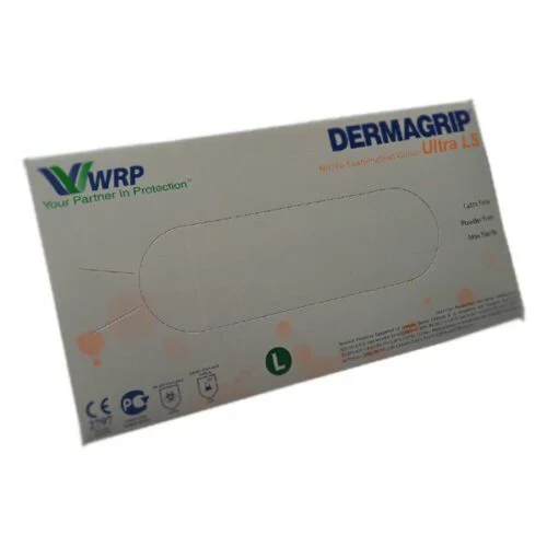 Dermagrip Ultra Nitrile Hand Gloves 1 Box Blue Color, Medium Size - Image 2