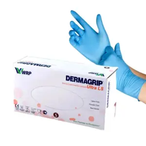 Dermagrip Ultra Nitrile Hand Gloves 1 Box Blue Color, Large Size