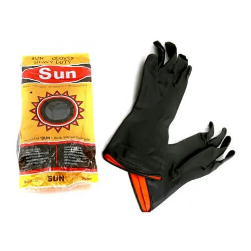 Sun Industrial Hand Glove Rubber Made Black Safety Gloves 1 Pair - Image 2